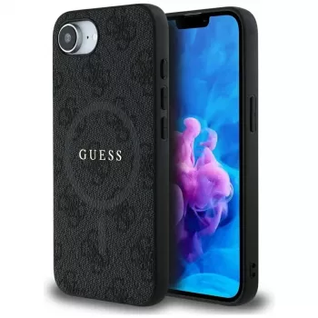 Guess 4G Ring Classic Logo MagSafe ovitek za iPhone 16e (črn)