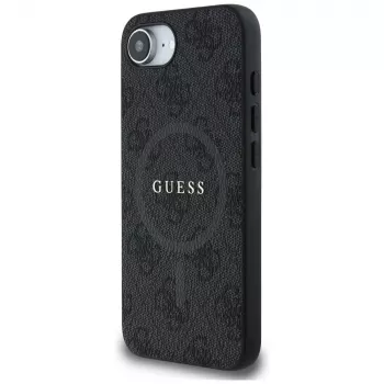Guess 4G Ring Classic Logo MagSafe ovitek za iPhone 16e (črn)