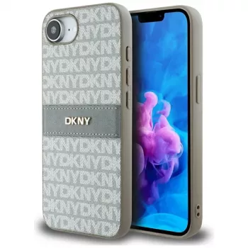 DKNY Repeat Texture Pattern with Tonal Stripe ovitek za iPhone 16e / 17e, bež