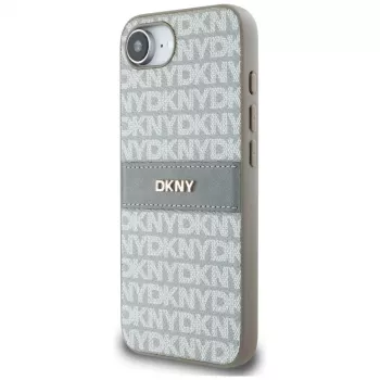 DKNY Repeat Texture Pattern with Tonal Stripe ovitek za iPhone 16e / 17e, bež