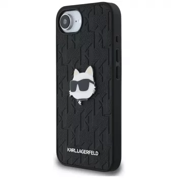KARL LAGERFELD Monogram Choupette Head Pin ovitek za iPhone 16e / 17e, črn