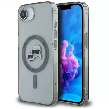 KARL LAGERFELD IML Metal Karl & Choupette Heads MagSafe ovitek za iPhone 16e / 17e, črn
