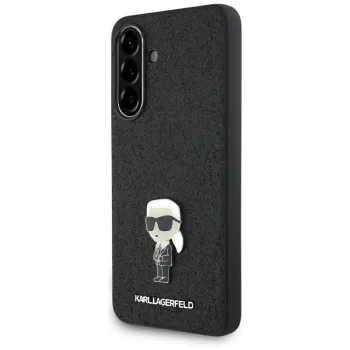 Karl Lagerfeld Fixed Glitter Ikonik Logo Metal Pin zadnji ovitek za Samsung Galaxy A56 5G (črn)
