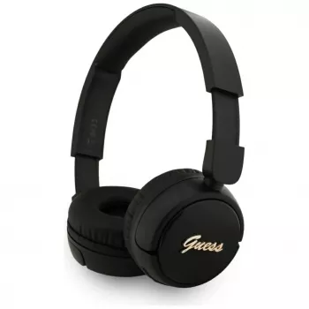 Guess Metal Logo Script brezžične Bluetooth 5.3 naglavne slušalke, črne