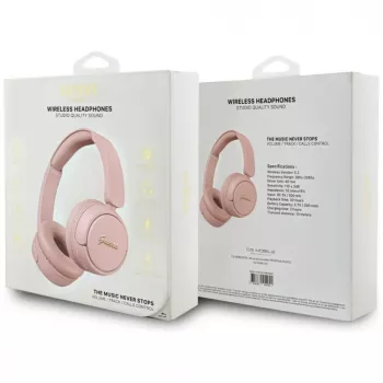 Guess Metal Logo Script brezžične Bluetooth 5.3 slušalke na ušesa (roza)