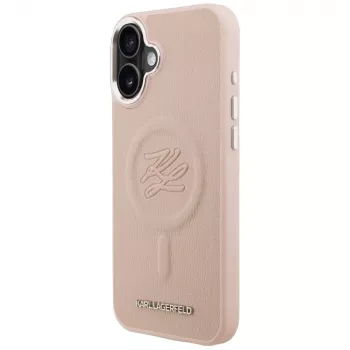 Karl Lagerfeld Initial & Metal Logo MagSafe ovitek za iPhone 16 Plus, roza