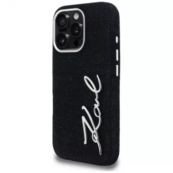 Karl Lagerfeld FW Jeans Signature Logo ovitek za iPhone 16 Pro, črn