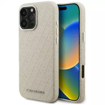Karl Lagerfeld FW Stamped Karl MagSafe ovitek za iPhone 16 Pro, bež