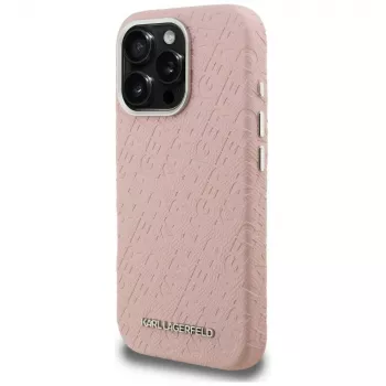 Karl Lagerfeld FW Stamped Karl MagSafe ovitek za iPhone 16 Pro Max, roza