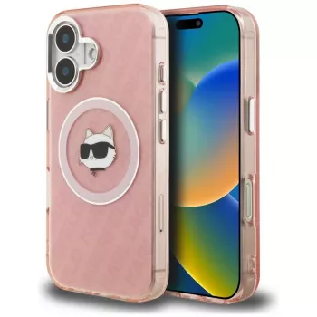 Karl Lagerfeld IML Choupette Head Logo MagSafe ovitek za Apple iPhone 16, roza