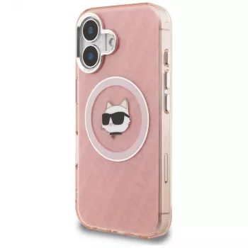 Karl Lagerfeld IML Choupette Head Logo MagSafe ovitek za Apple iPhone 16, roza