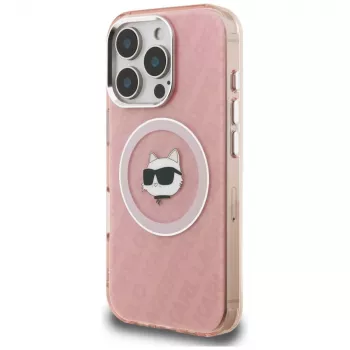 Karl Lagerfeld IML Choupette Head Logo MagSafe ovitek za Apple iPhone 16 Pro Max, roza