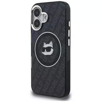 Karl Lagerfeld IML Choupette Head Logo MagSafe ovitek za iPhone 16, črn