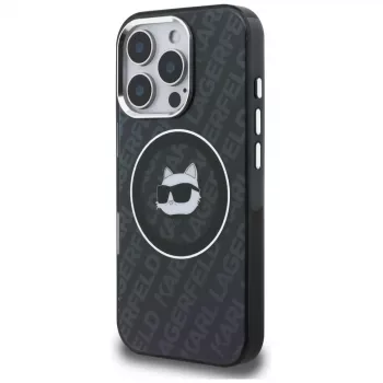 KARL LAGERFELD IML Choupette Head Logo MagSafe ovitek za Apple iPhone 16 Pro Max, črn