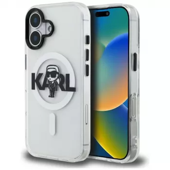 KARL LAGERFELD IML Karl Sketch Logo MagSafe ovitek za iPhone 16, prosojen