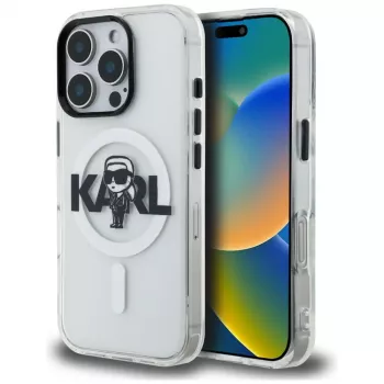 KARL LAGERFELD IML Karl Sketch Logo MagSafe ovitek za Apple iPhone 16 Pro, prosojen