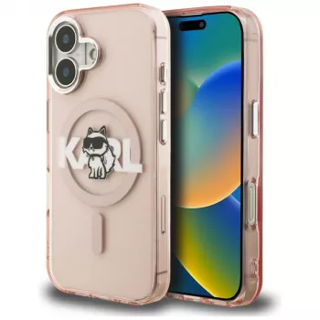 KARL LAGERFELD IML Choupette Sketch Logo MagSafe ovitek za iPhone 16, roza