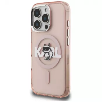 Karl Lagerfeld IML Choupette Sketch Logo MagSafe ovitek za iPhone 16 Pro, roza