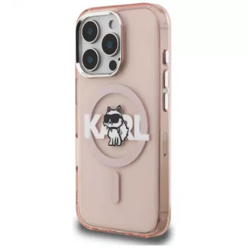 Karl Lagerfeld IML Choupette Sketch Logo MagSafe ovitek za iPhone 16 Pro Max, roza