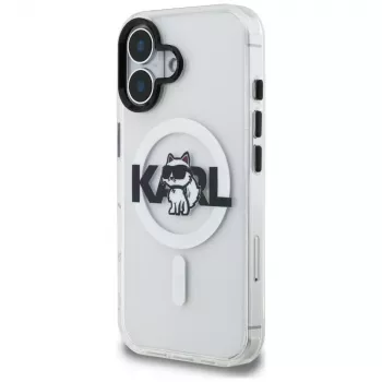 Karl Lagerfeld IML Choupette Sketch Logo MagSafe ovitek za iPhone 16, prosojen