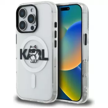 Karl Lagerfeld IML Choupette Sketch Logo MagSafe ovitek za iPhone 16 Pro, prosojen
