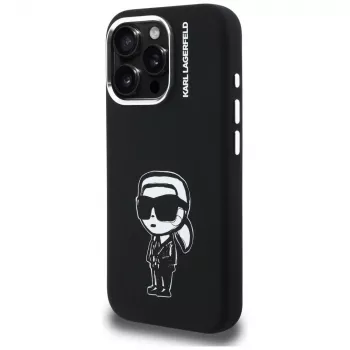 KARL LAGERFELD silikonski ovitek Karl Sketch MagSafe za Apple iPhone 16 Pro, črn