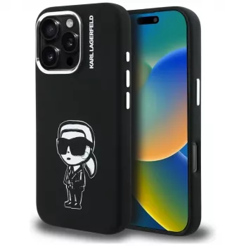 KARL LAGERFELD silikonski ovitek Karl Sketch MagSafe za Apple iPhone 16 Pro Max, črn