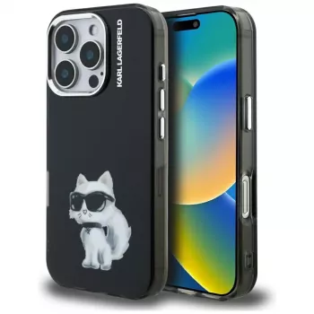 Karl Lagerfeld IML ovitek Aquarelle Choupette & Logo za iPhone 16 Pro Max, črn