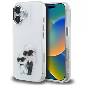 Karl Lagerfeld IML ovitek Aquarelle Karl & Choupette & Logo za Apple iPhone 16, bel