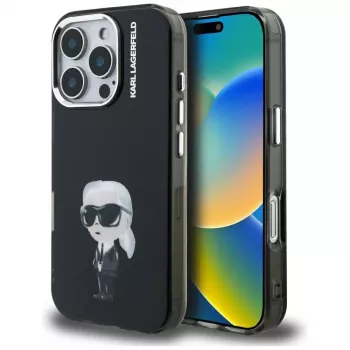 Karl Lagerfeld IML ovitek Aquarelle Karl & Logo za Apple iPhone 16 Pro, črn