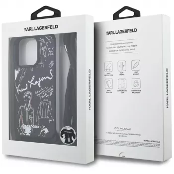 Karl Lagerfeld ovitek za telefon Crossbody GrainedPattern & Logo za Apple iPhone 16 Pro Max, črn