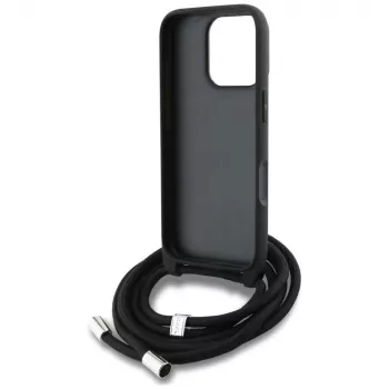 Karl Lagerfeld ovitek za telefon Crossbody GrainedPattern & Logo za Apple iPhone 16 Pro Max, črn