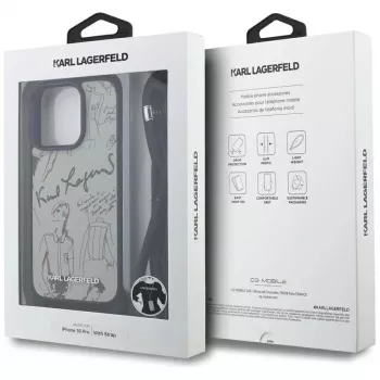 Karl Lagerfeld ovitek Crossbody GrainedPattern & Logo za iPhone 16 Pro, siv