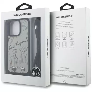 Karl Lagerfeld ovitek za nošenje čez ramo z zrnatim vzorcem in logotipom za iPhone 16 Pro Max, siv
