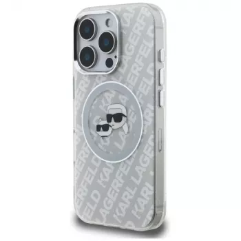 KARL LAGERFELD IML ovitek MagSafe Glitter Karl & Choupette Heads Logo za iPhone 16 Pro, siv