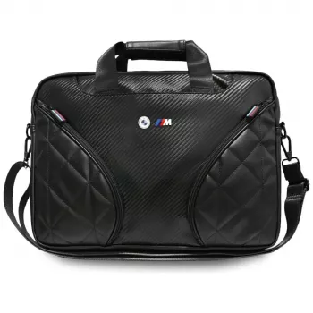 BMW nahrbtnik za prenosnik Carbon Pockets & Metal Logo 16 inch, črn