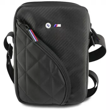 BMW torbica za pametni telefon Carbon Pockets & Metal Logo 8, črna