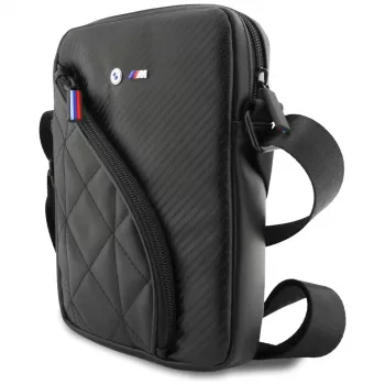 BMW torbica za pametni telefon Carbon Pockets & Metal Logo 8, črna