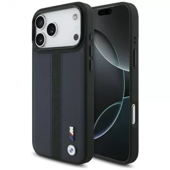 BMW M Perforated Stripe Logo MagSafe ovitek za iPhone 17 Pro Max, mornarsko moder