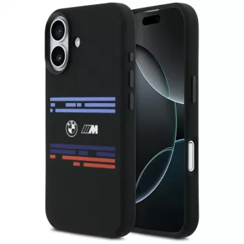 BMW M Silicon Horizontal Line MagSafe ovitek za Apple iPhone 17, črn