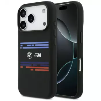 BMW M Silicon Horizontal Line MagSafe ovitek za Apple iPhone 17 Pro, črn