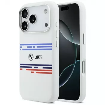 BMW M Silicon Horizontal Line MagSafe ovitek za iPhone 17 Pro, bel
