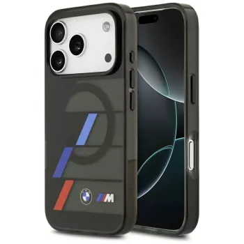 BMW M IML Metal Buttons Tricolor Lines MagSafe ovitek za iPhone 17 Pro, črn
