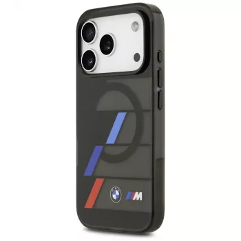 BMW M IML Metal Buttons Tricolor Lines MagSafe ovitek za iPhone 17 Pro, črn