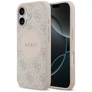 Guess 4G Circle Classic Logo ovitek MagSafe za iPhone 17 - roza