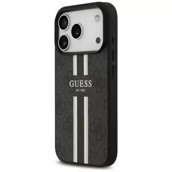 Guess 4G Printed Stripes ovitek MagSafe za iPhone 17 Pro (črn)