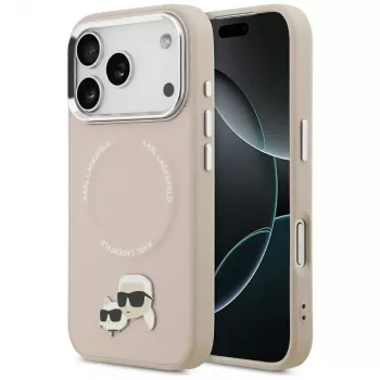 Karl Lagerfeld Karl & Choupette Pins ovitek MagSafe za iPhone 17 Pro roza