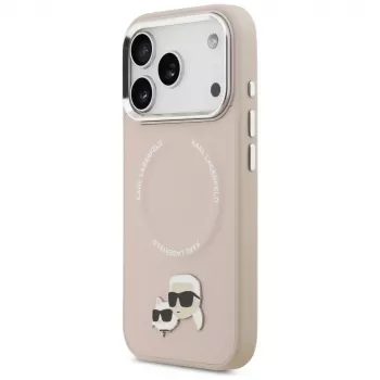 Karl Lagerfeld Karl & Choupette Pins ovitek MagSafe za iPhone 17 Pro roza