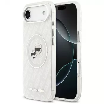 Karl Lagerfeld IML Glitter Karl & Choupette Heads Logo ovitek MagSafe za Apple iPhone Air - siv