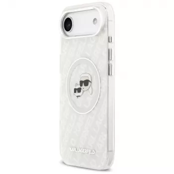 Karl Lagerfeld IML Glitter Karl & Choupette Heads Logo ovitek MagSafe za Apple iPhone Air - siv